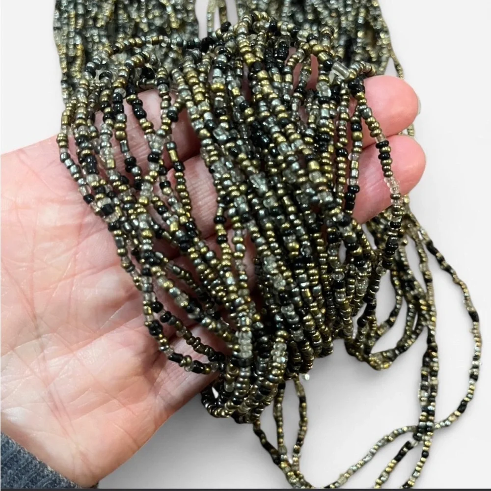 Black and gold / bronze Beaded Necklace perfect for festival wear